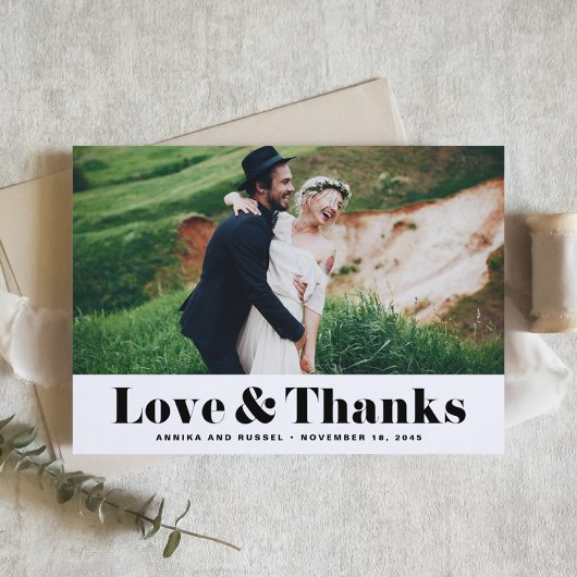 Retro Bold Typografy Liebe & Danke Foto Wedding