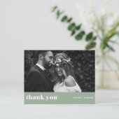 Retro Bold Typografy Sage Green Wedding Vielen Dan Postkarte (Stehend Vorderseite)