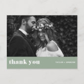 Retro Bold Typografy Sage Green Wedding Vielen Dan Postkarte (Vorderseite)