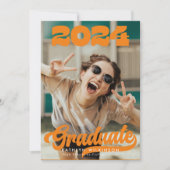 Retro Bold Typografy Trendy Foto Abschluss Einladung (Vorderseite)