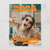 Retro Bold Typografy Trendy Foto Fun Abschluss Einladungspostkarte (Vorderseite)