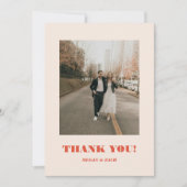 Retro Bold Typography Wedding Photo Dankeskarte (Vorderseite)