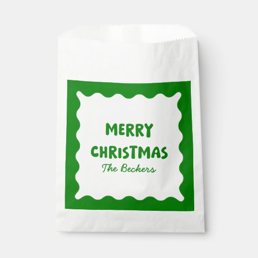 Retro Bold Wavy Green Fun Custom Frohe Weihnachten Geschenktütchen (Vorderseite)