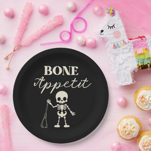 Retro Bone Appetit Spooky Halloween Pappteller (Party)