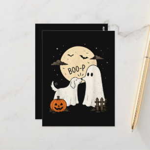 Retro Boo Boo-p Hund Geist Lustiges Halloween Postkarte