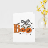 Retro Boo Ghost Pumpkin Cherries Bow Halloween Wom Karte (Gelbe Blume)