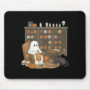 Retro Boo Ghost Yarn Crochet Knittern Halloween So Mousepad