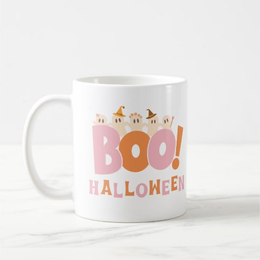 Retro Boo Halloween Cool Niedlich Moderne Kaffeetasse (Links)