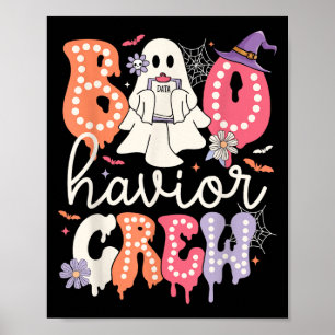 Retro Boo-havior Crew Verhaltensanalyst Halloween Poster