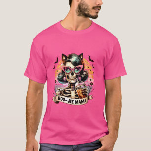 Retro Boo-jee Mama Mamas Funny Skeleton Kaffeehall T-Shirt