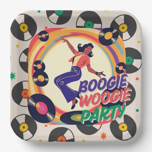 Retro Boogie Woogie Party Papierplatte Pappteller (Vorderseite)