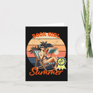 Retro Book Girl Tropical Summer Bucht Strände Va Karte