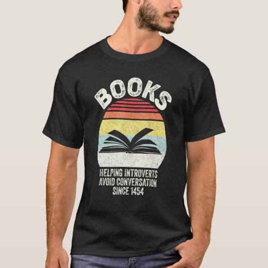 Retro Book Helping Introverts Avoid Conversation S T-Shirt (Vorderseite)