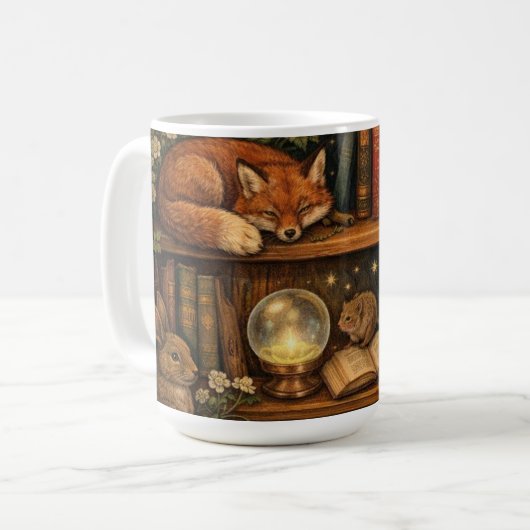 Retro book lover woodland animals kaffeetasse (Vorderseite Links)