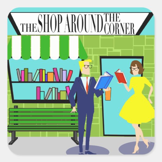 Retro Book Lovers Stickers (Vorderseite)
