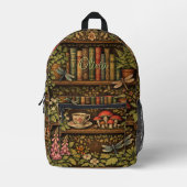 Retro book shelf dragonflies coffee florals  bedruckter rucksack (Vorderseite)