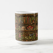 Retro book shelf mushrooms coffee floral  kaffeetasse (Mittel)
