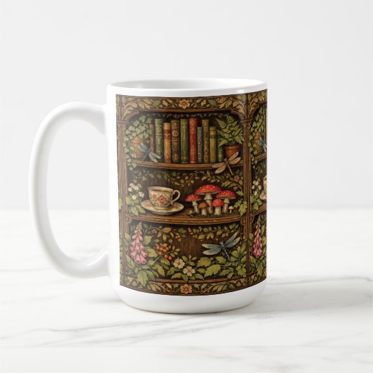 Retro book shelf mushrooms coffee floral  kaffeetasse (Links)