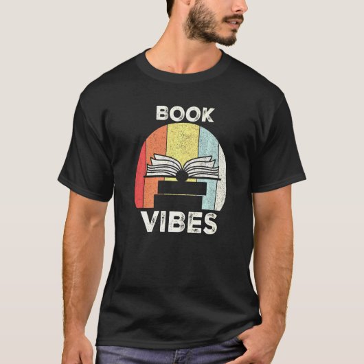 Retro Book Vibes Book Reader Book T-Shirt (Vorderseite)