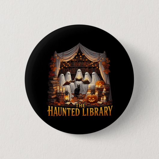 Retro Booklet Hexe Boo Ghost Spuk Bookstore Ha Button (Vorderseite)