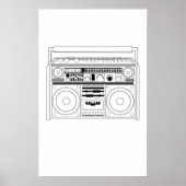 Retro Boom Box/Getto Blaster T - Shirt Poster (Vorne)