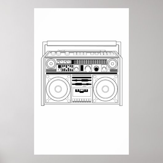 Retro Boom Box/Getto Blaster T - Shirt Poster (Vorne)