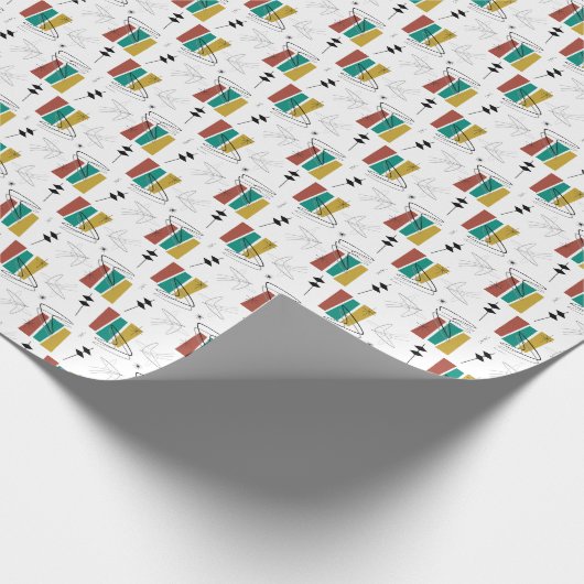Retro Boom Wedge Geschenkpapier (Ecke)