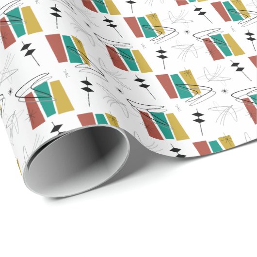 Retro Boom Wedge Geschenkpapier (Rolleneckpunkt)