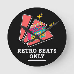 Retro Boombox 80er 90er Vintage Musik Beats Runde Wanduhr