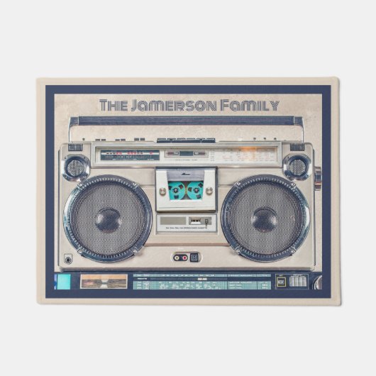 Retro Boombox Beige Fußmatte (Vorderseite)
