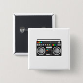 Retro-Boombox-Ghetto-Blaster-Grafik Button (Vorne & Hinten)