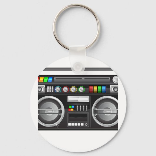 Retro-Boombox-Ghetto-Blaster-Grafik Schlüsselanhänger (Vorderseite)