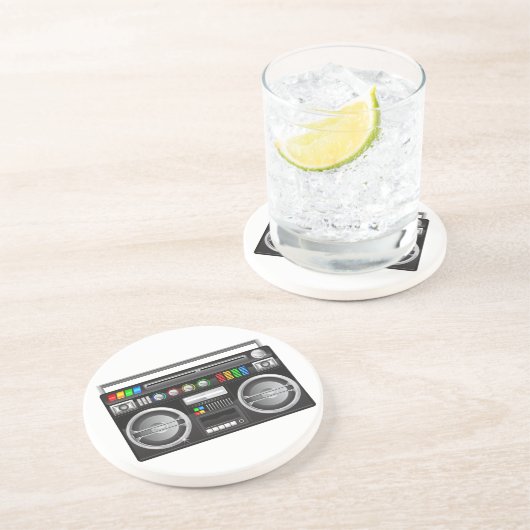 Retro-Boombox-Ghetto-Blaster-Grafik Untersetzer (Seite)