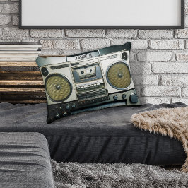 Retro Boombox Grau Dekokissen