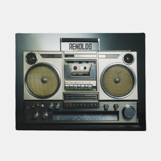 Retro Boombox Grau Fußmatte (Vorderseite)