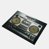 Retro Boombox Grau Fußmatte (Schrägansicht)