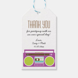 Retro Boombox Indie Mixtape Hochzeit Lila Limon Geschenkanhänger