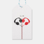 Retro Boombox Indie Mixtape Hochzeit rot / schwarz Geschenkanhänger (Rückseite)