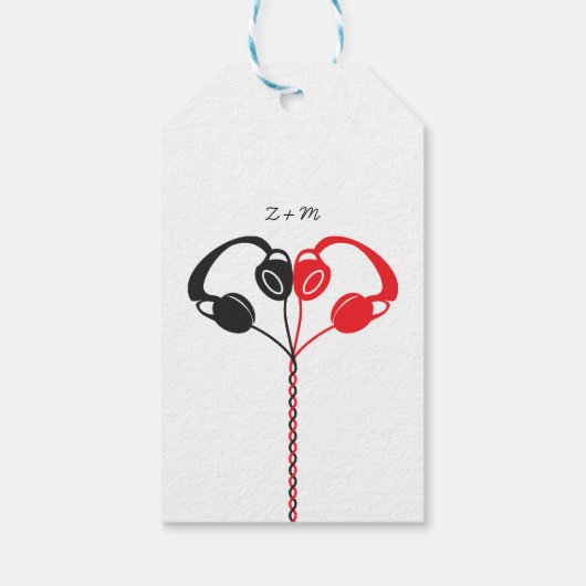 Retro Boombox Indie Mixtape Hochzeit rot / schwarz Geschenkanhänger (Rückseite)