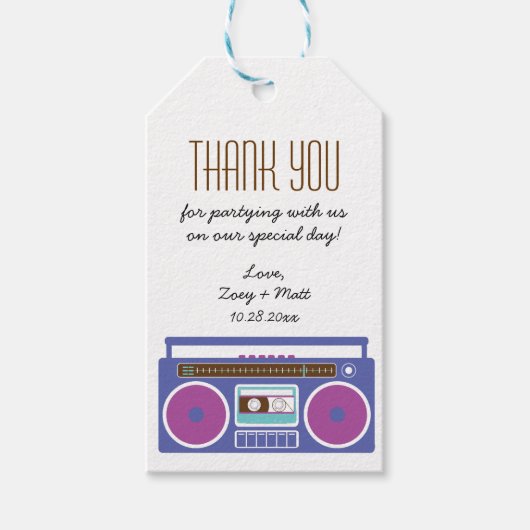 Retro Boombox Indie Mixtape Wedding Lila Indigo Geschenkanhänger (Vorderseite)