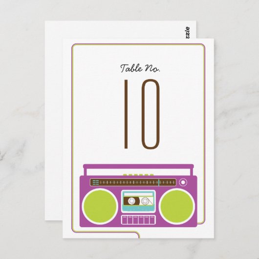 Retro Boombox Indie Mixtape Wedding (Lila/Limon) Postkarte (Vorne/Hinten)
