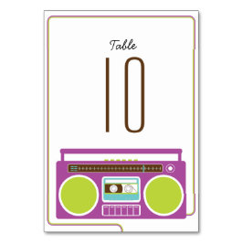 Retro Boombox Indie Mixtape Wedding (Lila/Limon) Tischnummer
