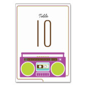 Retro Boombox Indie Mixtape Wedding (Lila/Limon) Tischnummer (Vorderseite)