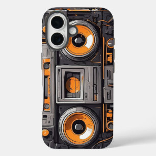 Retro-Boombox-Kassettenrekorder Orange iPhone-Hüll iPhone 16 Hülle