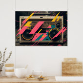Retro-Boombox mit 80er-Memphis-Styling Poster (Küche)