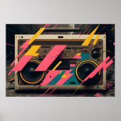 Retro-Boombox mit 80er-Memphis-Styling Poster (Vorne)