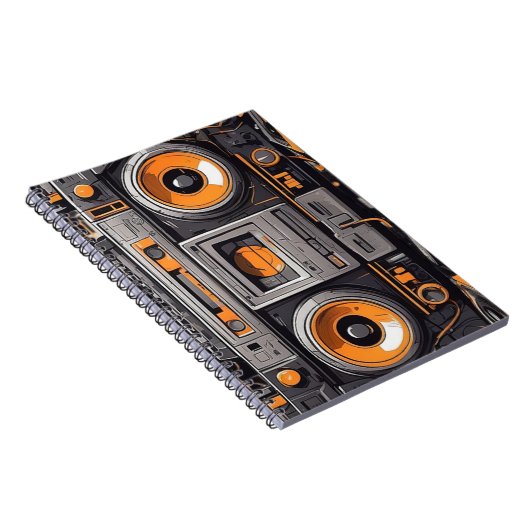 Retro Boombox Sketchbook Vibes Notizblock (Rechte Seite)