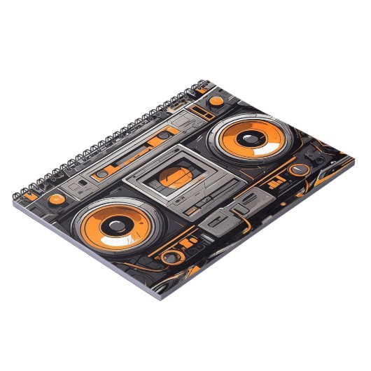 Retro Boombox Sketchbook Vibes Notizblock (Linke Seite)