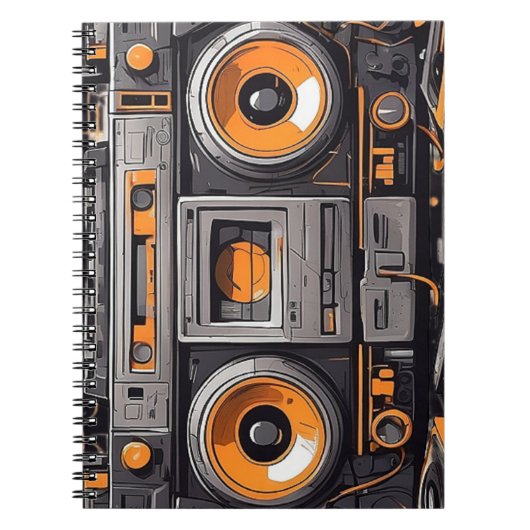 Retro Boombox Sketchbook Vibes Notizblock (Vorderseite)