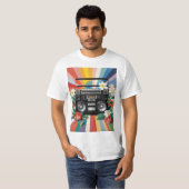 Retro Boombox With Rainbows And Flowers T-Shirt (Vorne ganz)